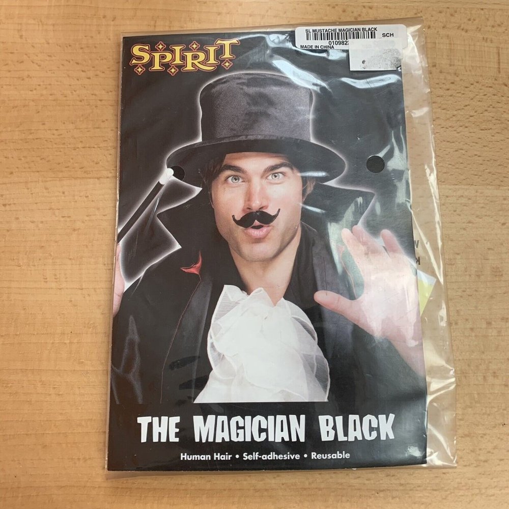 Spirit Halloween Costume Mustache Magician Accessory Facial Hair Black Handlebar